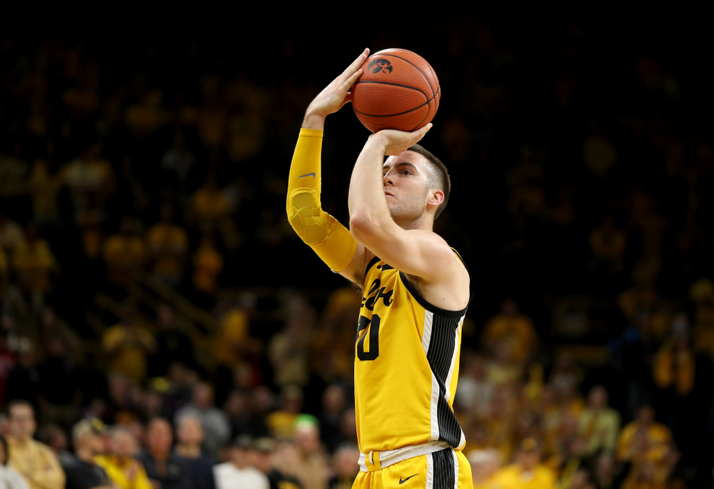 Iowa Hawkeyes guard Connor McCaffery (30) against the Rutgers Scarlet Knights Wednesday, January 22, 2020 at Carver-Hawkeye Arena. (Brian Ray/hawkeyesports.com)
