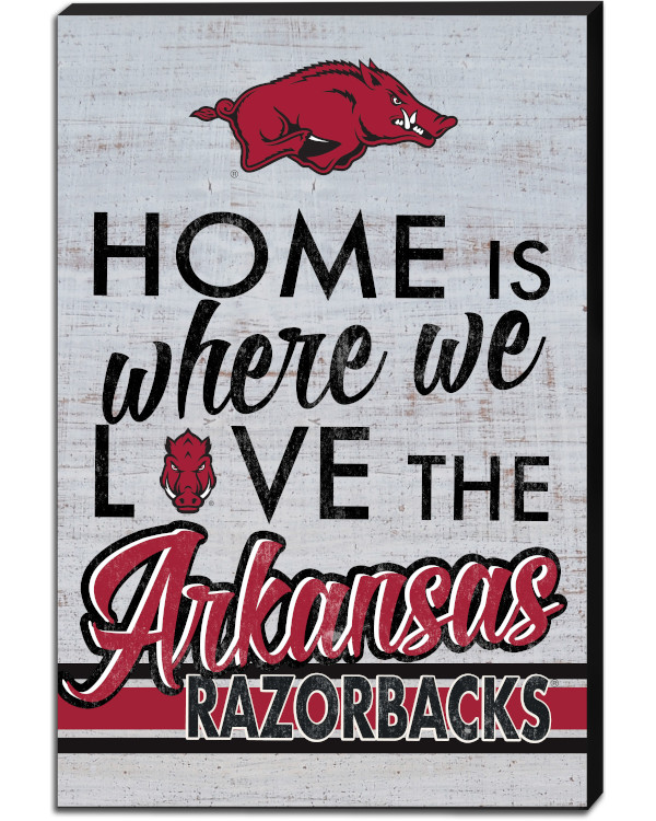 Arkansas Razorbacks Home Is Where We Love Canvas 12x18