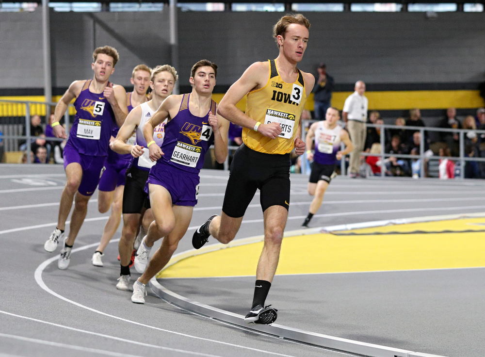 Iowa’s Jeff Roberts runs the men’s 1000 meter run event during the Hawkeye Invitational at the Recreation Building in Iowa City on Saturday, January 11, 2020. (Stephen Mally/hawkeyesports.com)