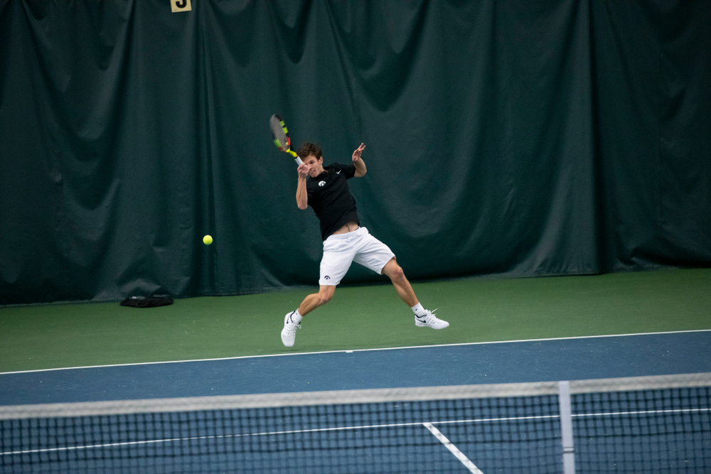 The Iowa men's tennis team competes against Cornell in The Rise Tennis Center in Ithaca, NY on Sunday, Feb. 24, 2019.