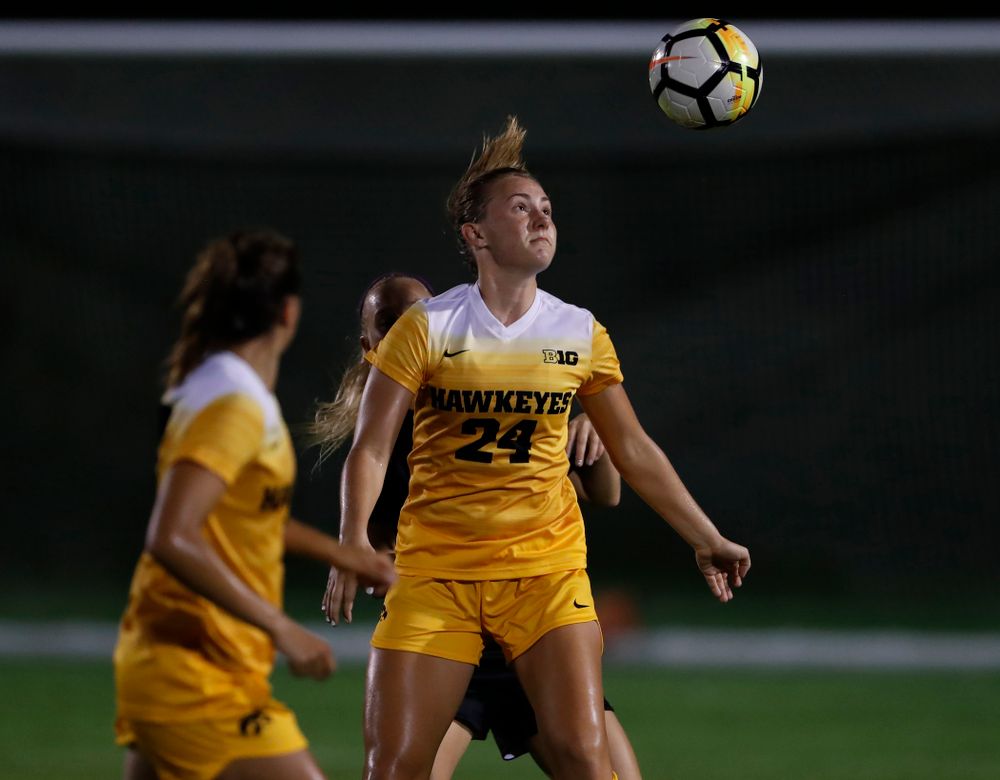 Iowa Hawkeyes Sara Wheaton (24) against the Missouri Tigers Friday, August 17, 2018 at the Iowa Soccer Complex. (Brian Ray/hawkeyesports.com)