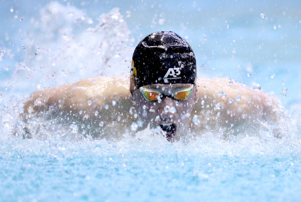 Iowa's John Colin competes in the 100-yard butterfly on the third day at the 2019 Big Ten Swimming and Diving Championships Thursday, February 28, 2019 at the Campus Wellness and Recreation Center. (Brian Ray/hawkeyesports.com)