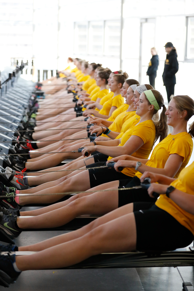 Members of the Iowa Rowing Team workout in the P. Sue Beckwith, M.D., Boathouse Monday, February 12, 2018 in Iowa City. (Brian Ray/hawkeyesports.com)