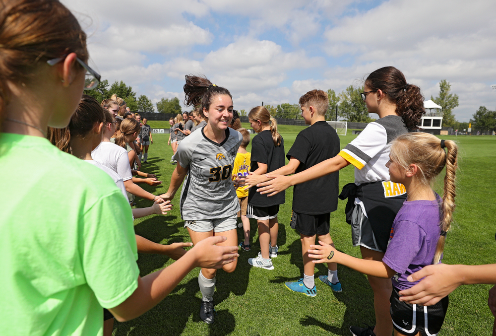 Iowa forward Devin Burns (30) takes the field for their match at the Iowa Soccer Complex in Iowa City on Sunday, Sep 1, 2019. (Stephen Mally/hawkeyesports.com)