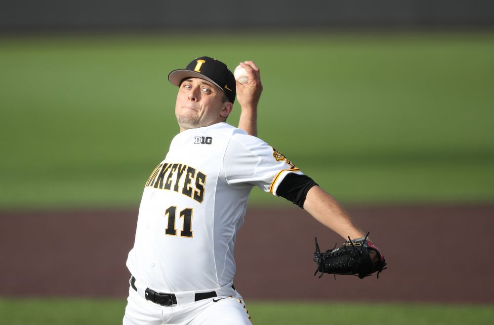Iowa Hawkeyes Cole McDonald (11) during game one against UC Irvine Friday, May 3, 2019 at Duane Banks Field. (Brian Ray/hawkeyesports.com)
