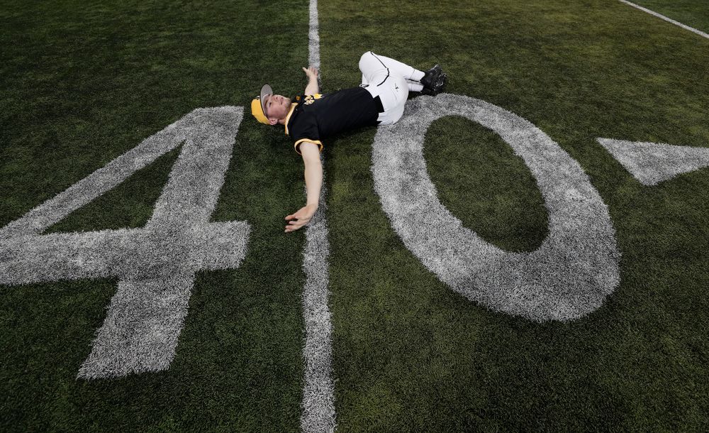 Iowa Hawkeyes outfielder Ben Norman (9) during the team's annual media day Thursday, February 8, 2018 in the indoor practice facility. (Brian Ray/hawkeyesports.com)