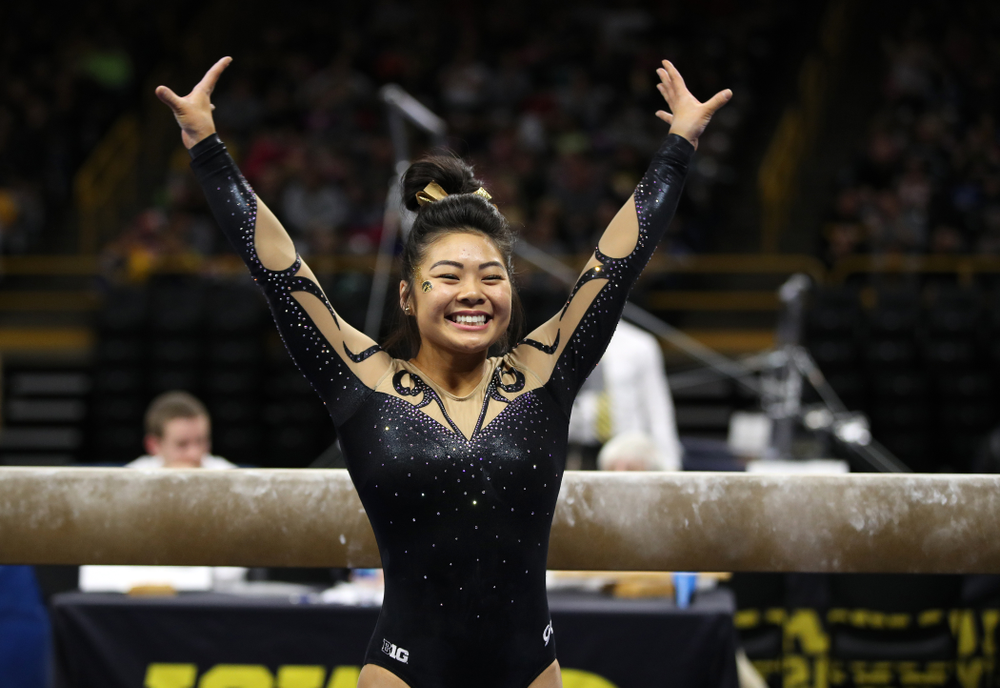 Iowa's Clair Kaji competes on the beam during their meet against Southeast Missouri State Friday, January 11, 2019 at Carver-Hawkeye Arena. (Brian Ray/hawkeyesports.com)