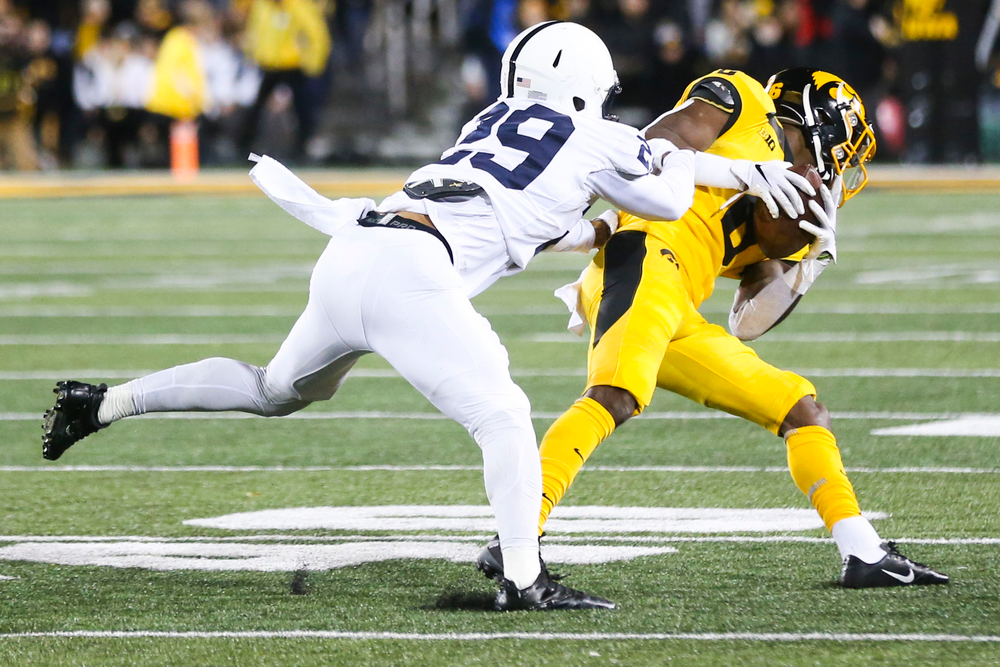 Iowa Hawkeyes wide receiver Ihmir Smith-Marsette (6) during Iowa football vs Penn State on Saturday, October 12, 2019 at Kinnick Stadium. (Lily Smith/hawkeyesports.com)