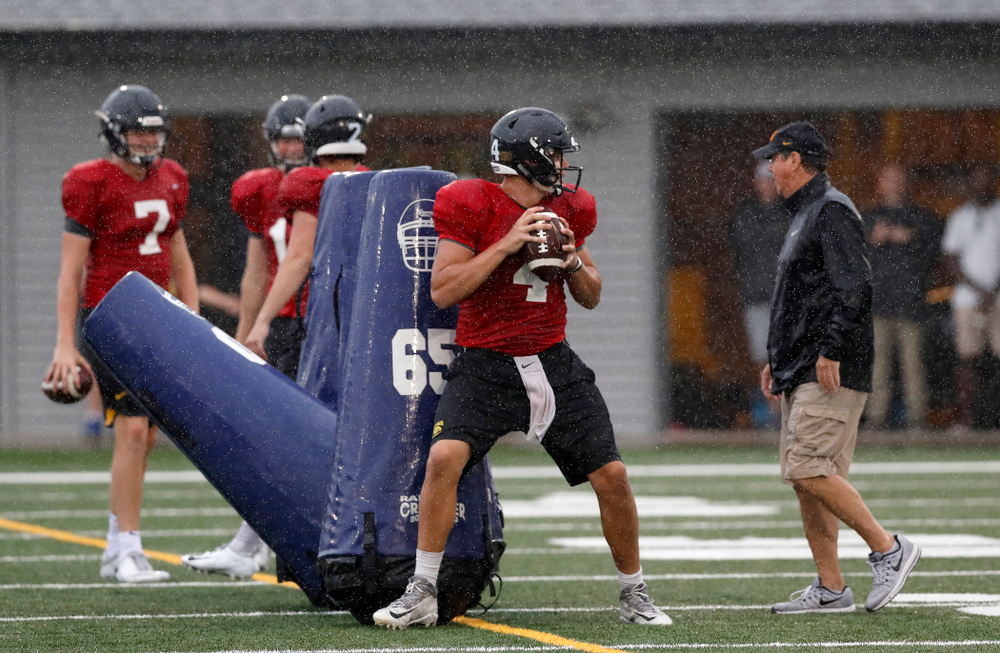 Iowa Hawkeyes quarterback Nathan Stanley (4) during camp practice No. 15 Monday, August 20, 2018 at the Hansen Football Performance Center. (Brian Ray/hawkeyesports.com)
