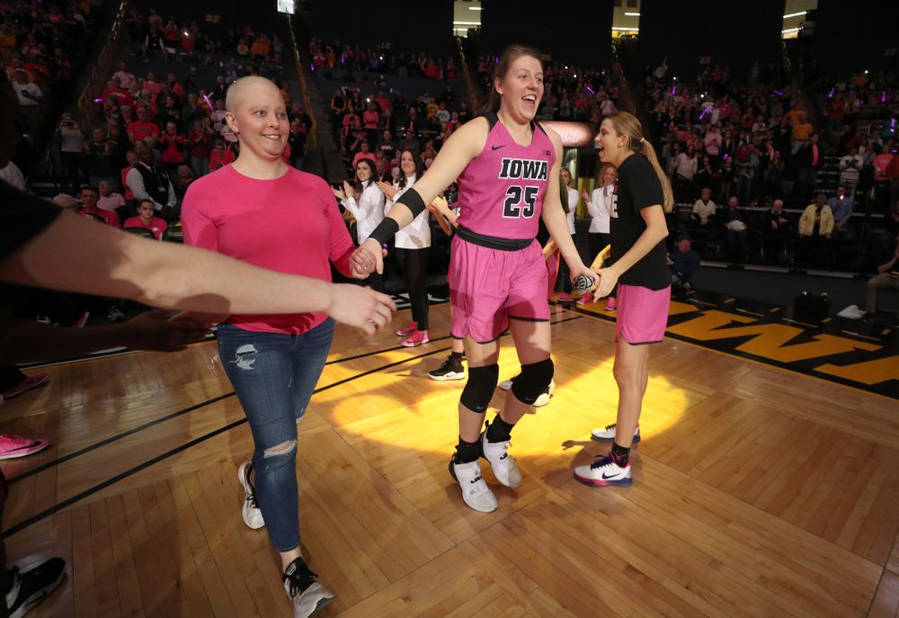 Iowa Hawkeyes forward/center Monika Czinano (25) is introduced before their game against the Wisconsin Badgers Sunday, February 16, 2020 at Carver-Hawkeye Arena. (Brian Ray/hawkeyesports.com)