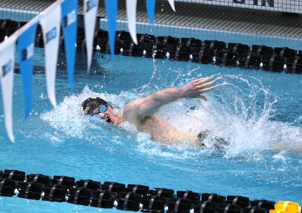 Iowa's Tom Schab swims in the preliminaries of the 500-yard freestyle during the 2019 Big Ten Swimming and Diving Championships Thursday, February 28, 2019 at the Campus Wellness and Recreation Center. (Brian Ray/hawkeyesports.com)