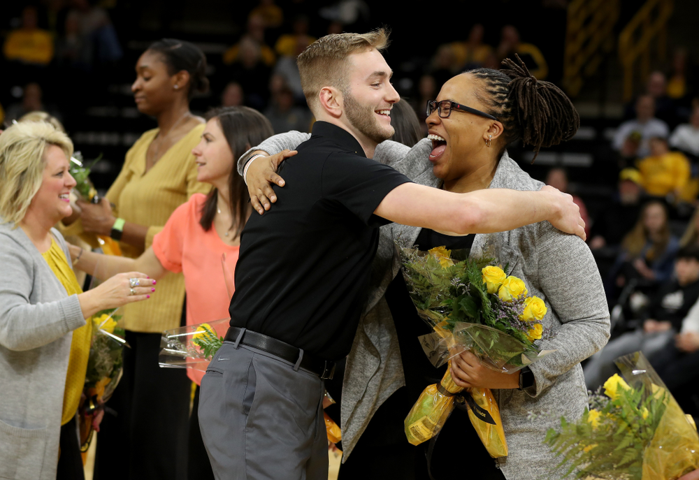 Iowa Women’s Basketball Manager Luke Gallagher during senior day activities following their win over the Minnesota Golden Gophers Thursday, February 27, 2020 at Carver-Hawkeye Arena. (Brian Ray/hawkeyesports.com)