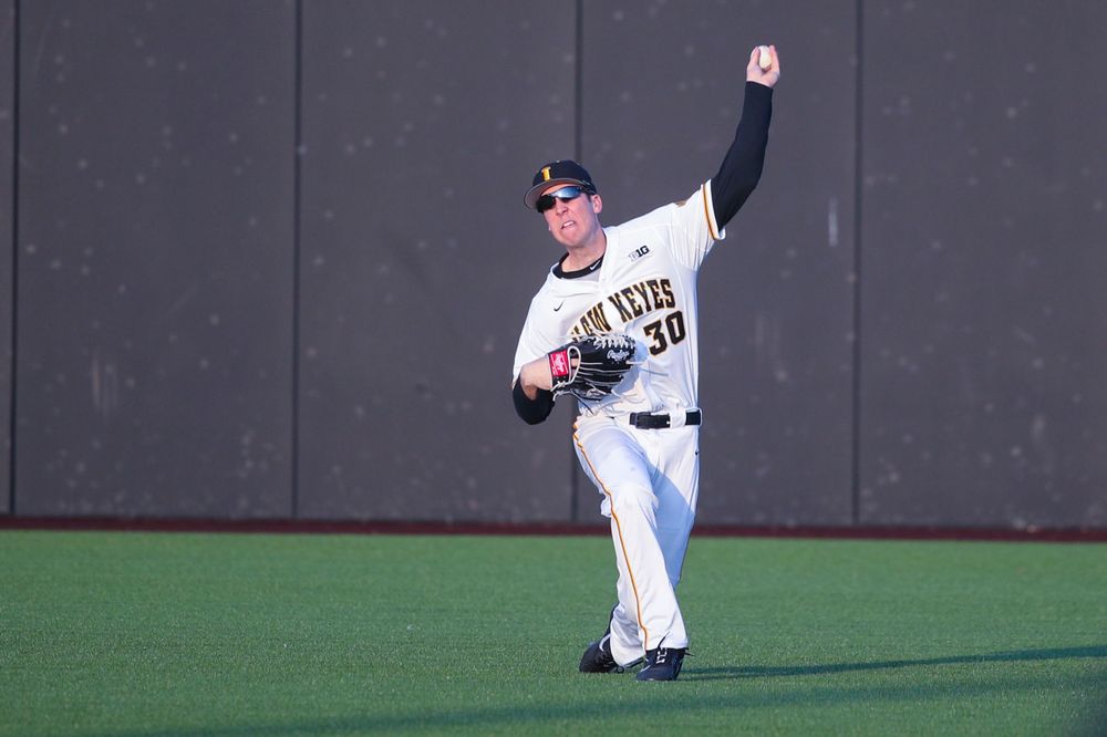 Iowa outfielder Connor McCaffery at game 1 vs Rutgers on Friday, April 5, 2019 at Duane Banks Field. (Lily Smith/hawkeyesports.com)