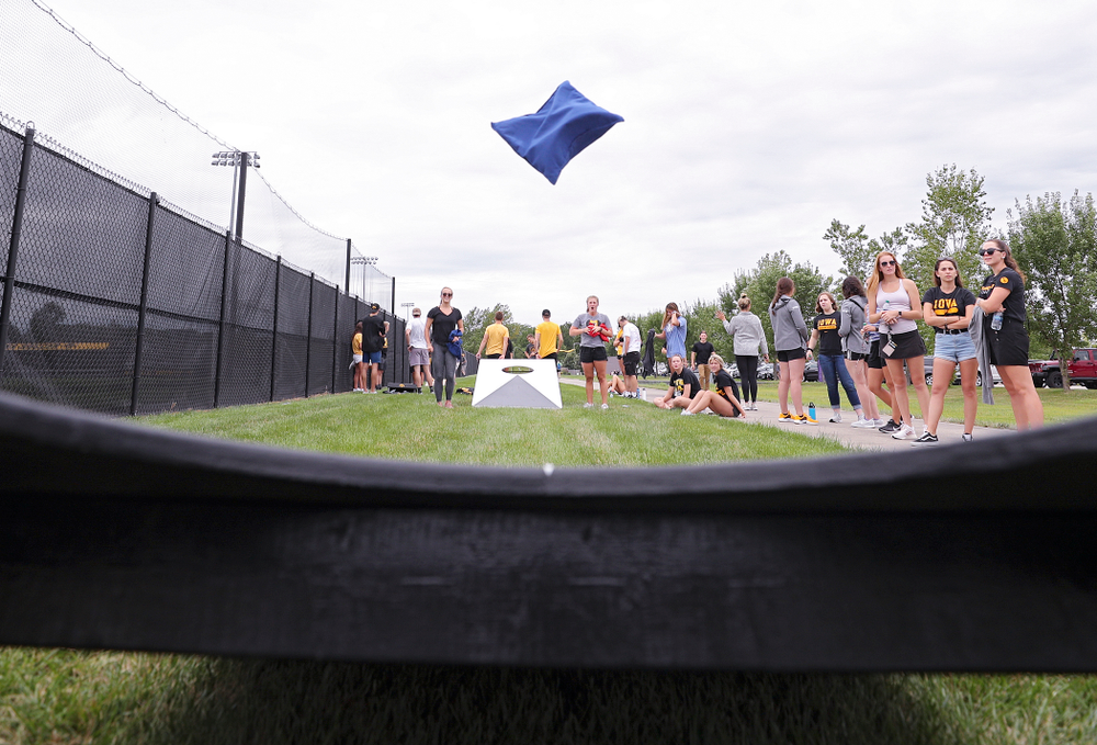 Student-athletes play bags during the Student-Athlete Kickoff outside the Karro Athletics Hall of Fame Building in Iowa City on Sunday, Aug 25, 2019. (Stephen Mally/hawkeyesports.com)