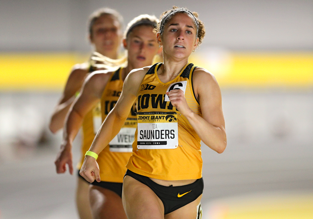Iowa’s Tia Saunders runs the women’s 600 meter run event during the Jimmy Grant Invitational at the Recreation Building in Iowa City on Saturday, December 14, 2019. (Stephen Mally/hawkeyesports.com)