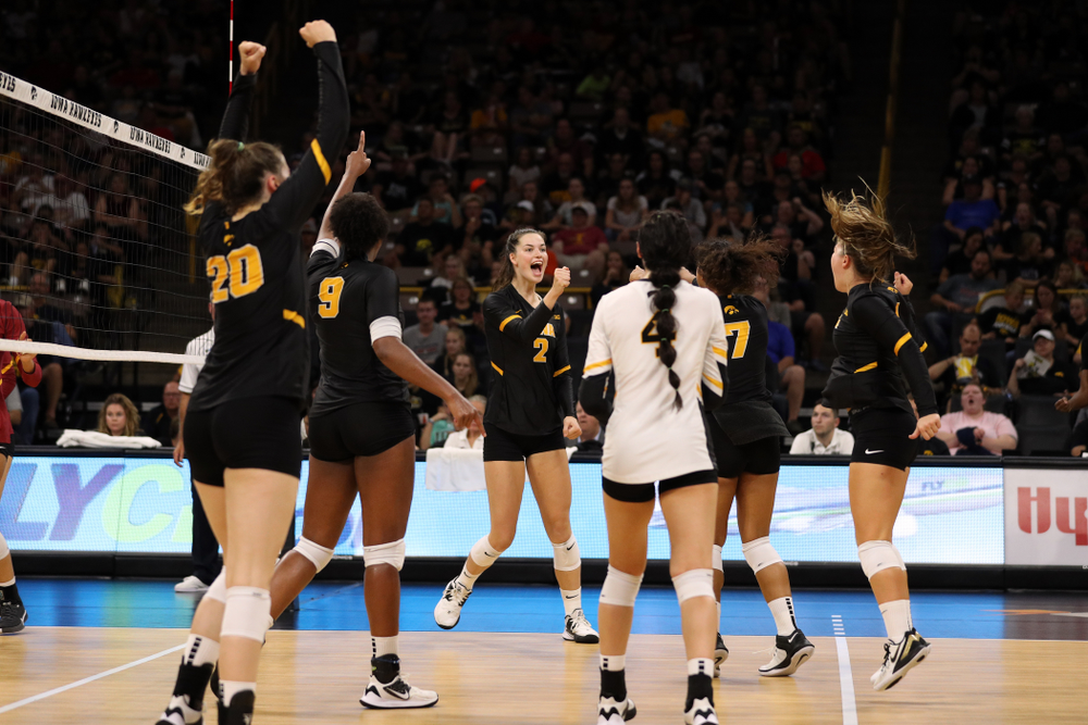 Iowa Hawkeyes setter Courtney Buzzerio (2) against the Iowa State Cyclones Saturday, September 21, 2019 at Carver-Hawkeye Arena. (Brian Ray/hawkeyesports.com)