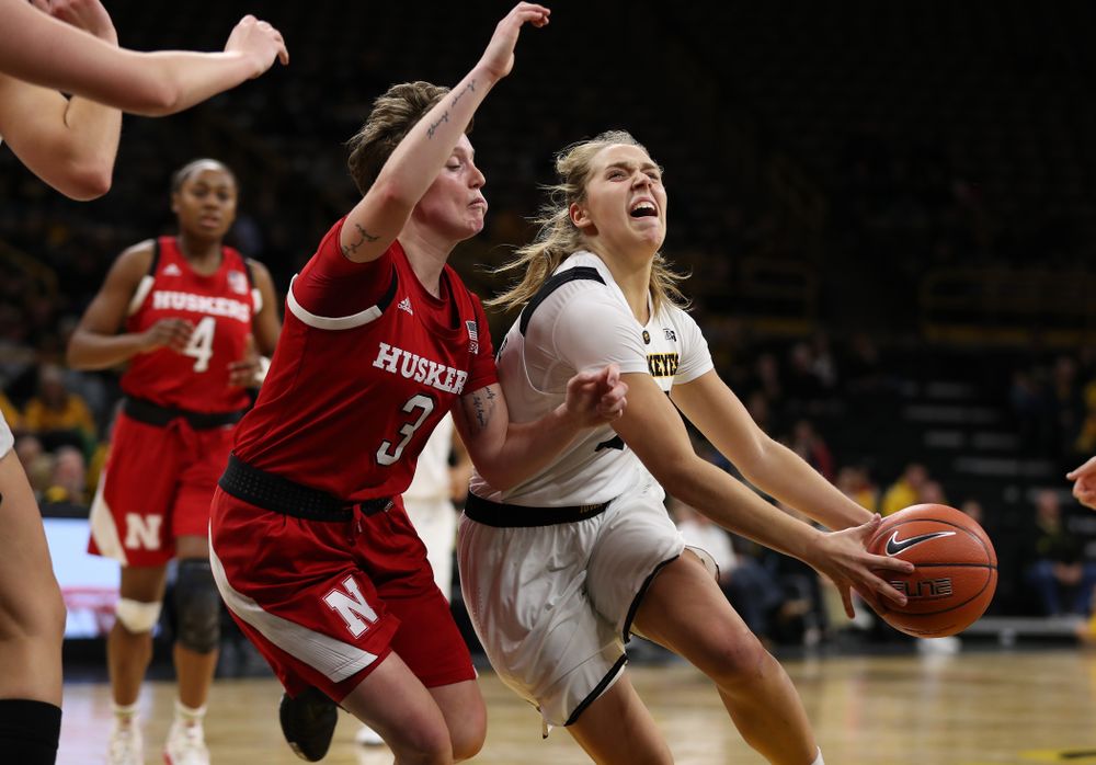 Iowa Hawkeyes guard Kathleen Doyle (22) against the Nebraska Cornhuskers Thursday, January 3, 2019 at Carver-Hawkeye Arena. (Brian Ray/hawkeyesports.com)