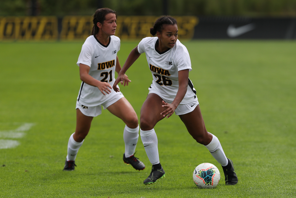 Iowa Hawkeyes midfielder/forward Melina Hegelheimer (26) during a 6-1 win over Northern Iowa Sunday, August 25, 2019 at the Iowa Soccer Complex. (Brian Ray/hawkeyesports.com)