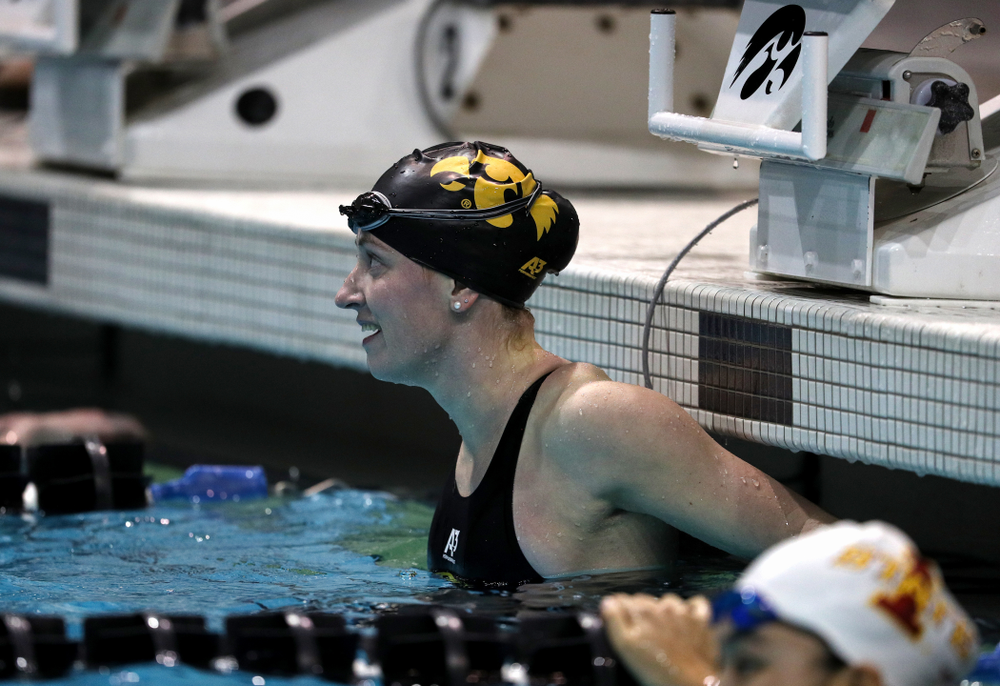 Iowa's Kelsey Drake swims the 100-yard butterfly against the Iowa State Cyclones in the Iowa Corn Cy-Hawk Series Friday, December 7, 2018 at at the Campus Recreation and Wellness Center. (Brian Ray/hawkeyesports.com)