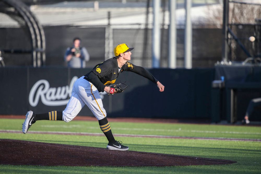 Iowa pitcher Trenton Wallace at the game vs. Bradley on Tuesday, March 26, 2019 at (place). (Lily Smith/hawkeyesports.com)