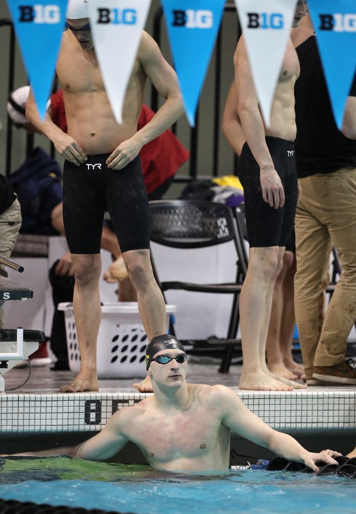 Iowa's Joseph Myhre swims the freestyle leg of the 200-yard medley relay at the 2019 Big Ten Swimming and Diving meet Wednesday, February 27, 2019 at the Campus Wellness and Recreation Center. (Brian Ray/hawkeyesports.com)