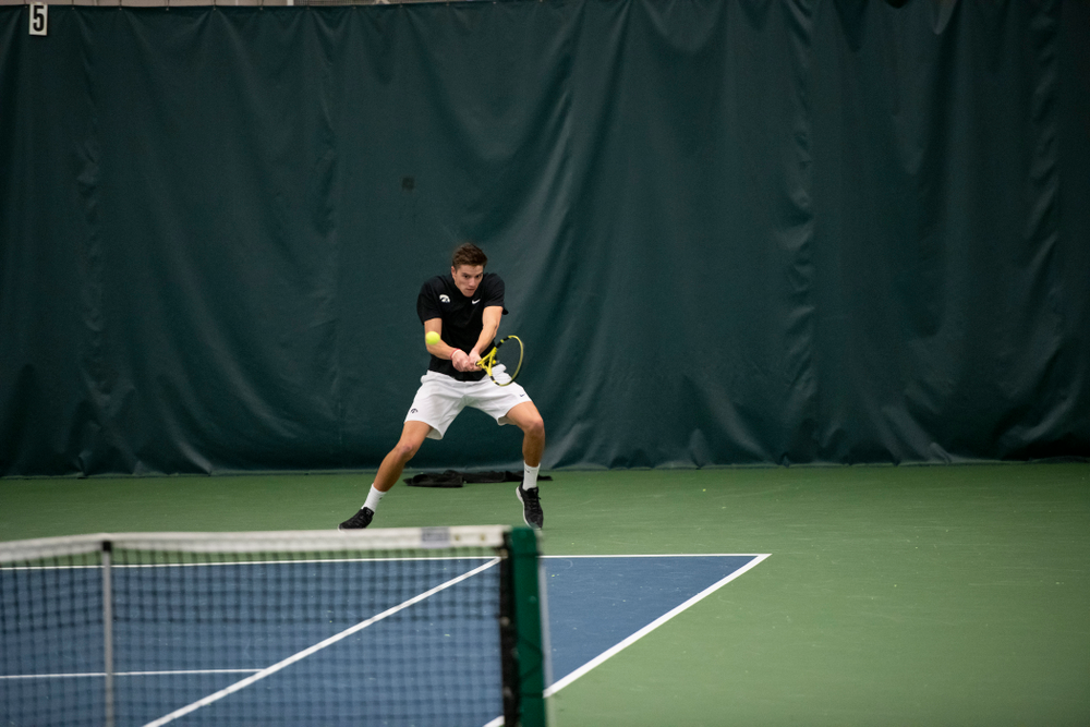 The Iowa men's tennis team competes against Cornell in The Rise Tennis Center in Ithaca, NY on Sunday, Feb. 24, 2019.