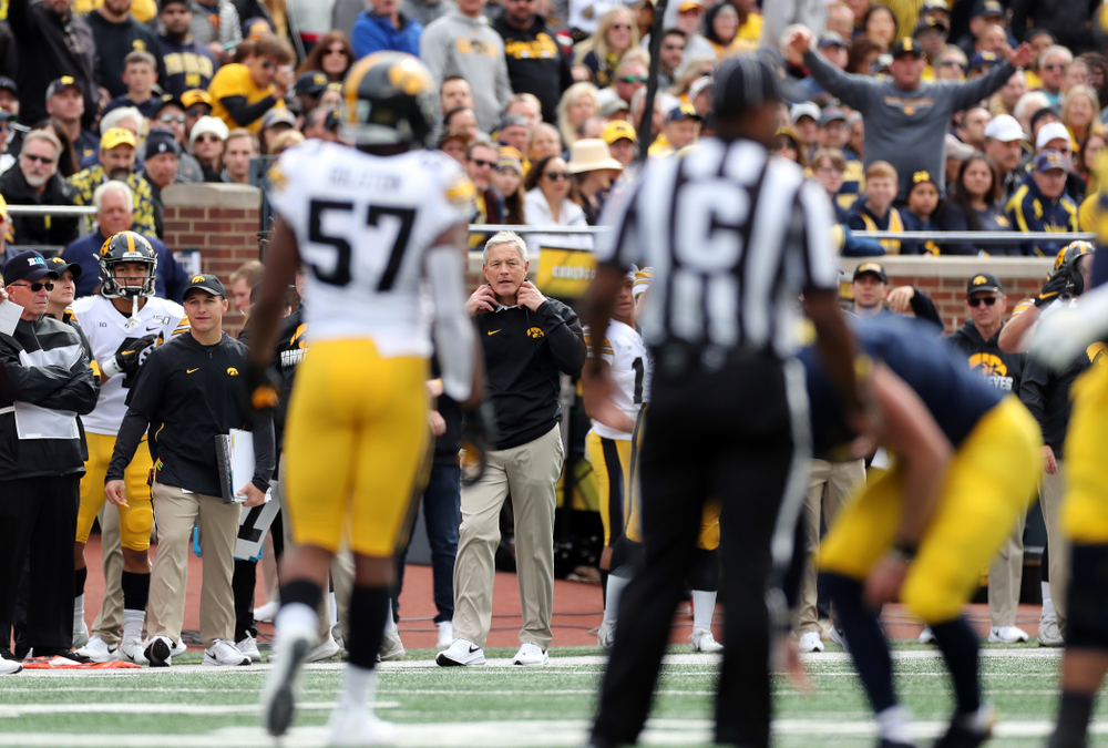 Iowa Hawkeyes head coach Kirk Ferentz against the Michigan Wolverines Saturday, October 5, 2019 at Michigan Stadium in Ann Arbor, MI. (Brian Ray/hawkeyesports.com)