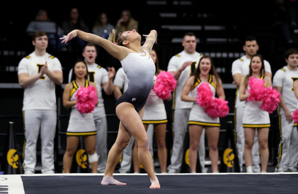 IowaÕs Alex Greenwald competes on the floor against Ball State and Air Force Saturday, January 11, 2020 at Carver-Hawkeye Arena. (Brian Ray/hawkeyesports.com)
