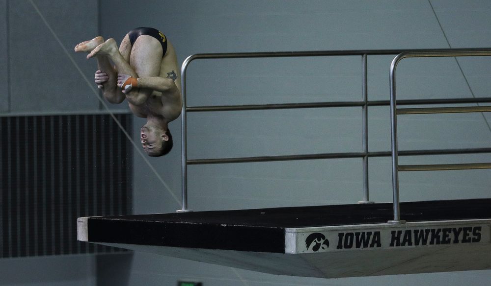 Iowa's Michael Tenney competes in the 200-yard butterfly during the third day of the Hawkeye Invitational at the Campus Recreation and Wellness Center on November 17, 2018. (Tork Mason/hawkeyesports.com)