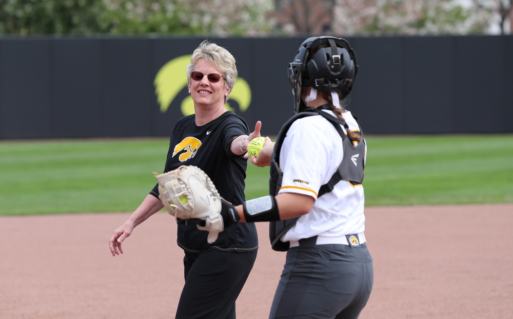 Deputy Athletics Director Barbara Burke against the Ohio State Buckeyes on senior day Sunday, May 5, 2019 at Pearl Field. (Brian Ray/hawkeyesports.com)