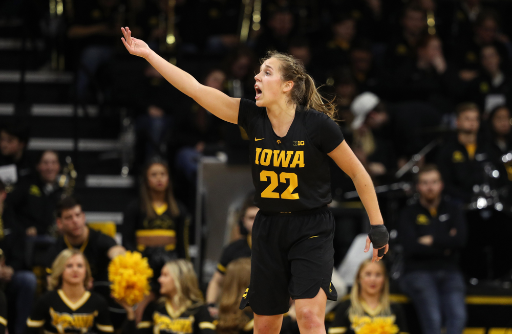 Iowa Hawkeyes guard Kathleen Doyle (22) against the Iowa State Cyclones in the Iowa Corn Cy-Hawk Series Wednesday, December 5, 2018 at Carver-Hawkeye Arena. (Brian Ray/hawkeyesports.com)