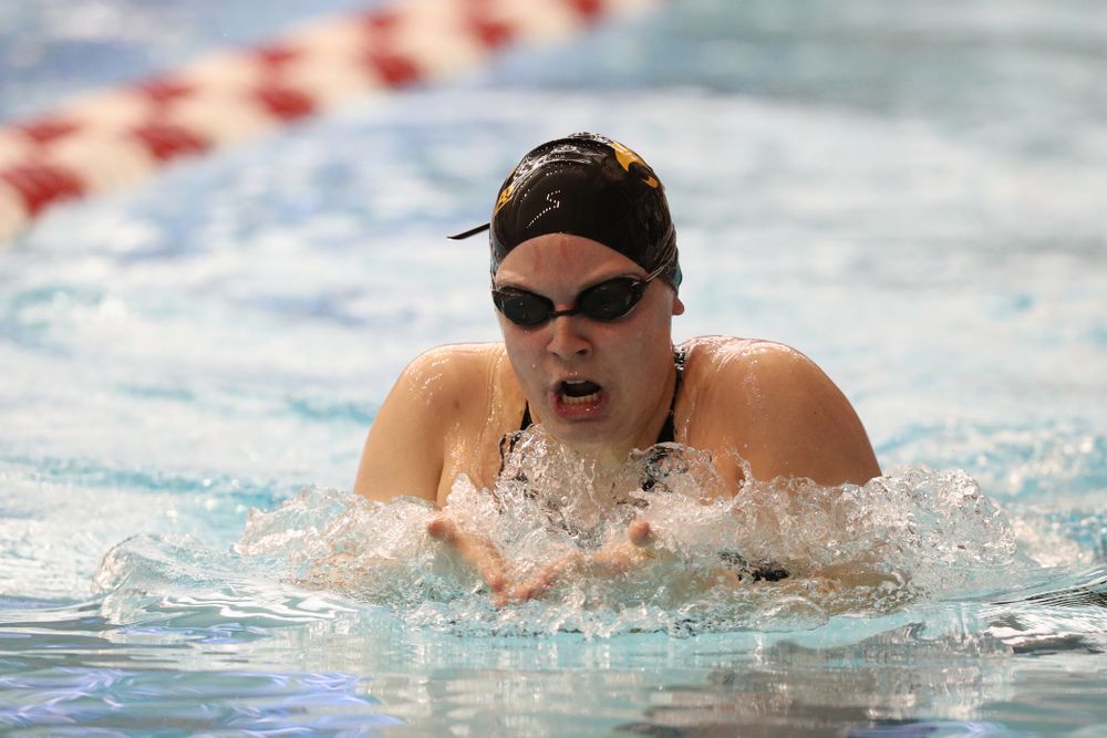 Iowa's Natalie McGovern swims the 200-yard IM during the 2019 Women's Big Ten Swimming and Diving meet Thursday, February 21, 2019 in Bloomington, Indiana. (Brian Ray/hawkeyesports.com)
