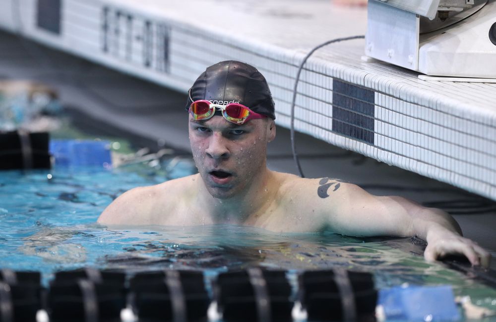 Iowa's Tanner Nelson competes in the 200-yard breaststroke during the 2019 Big Ten Men's Swimming and Diving Championships Saturday, March 2, 2019 at the Campus Wellness and Recreation Center. (Brian Ray/hawkeyesports.com)