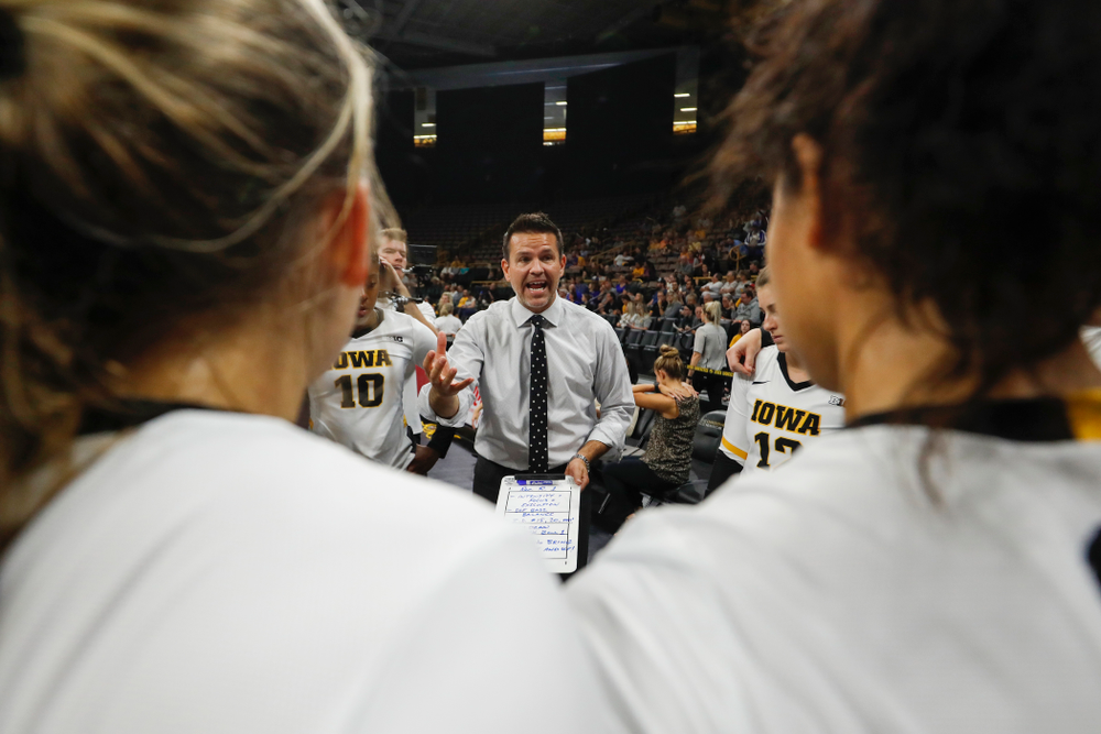 Iowa Hawkeyes head coach Bond Shymansky against Eastern Illinois Sunday, September 9, 2018 at Carver-Hawkeye Arena. (Brian Ray/hawkeyesports.com)