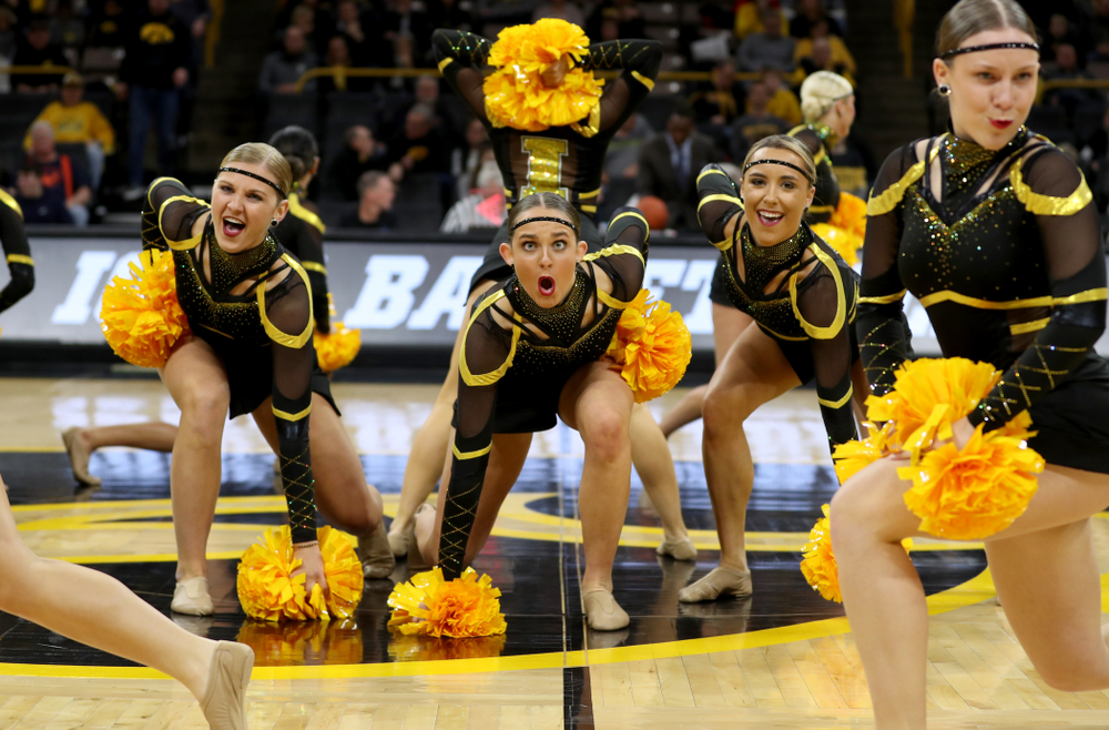 The Iowa Dance Team performs at halftime of the Iowa Hawkeyes game against the Maryland Terrapins Friday, January 10, 2020 at Carver-Hawkeye Arena. (Brian Ray/hawkeyesports.com)