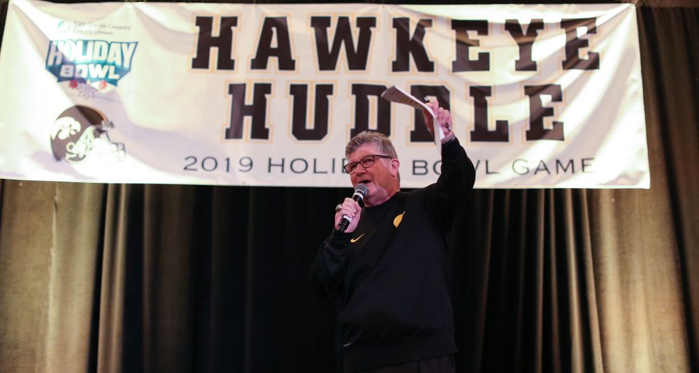 Gary Dolphin talks during the Holiday Bowl Hawkeye Huddle Thursday, December 26, 2019 at the Hilton in downtown San Diego. (Brian Ray/hawkeyesports.com)