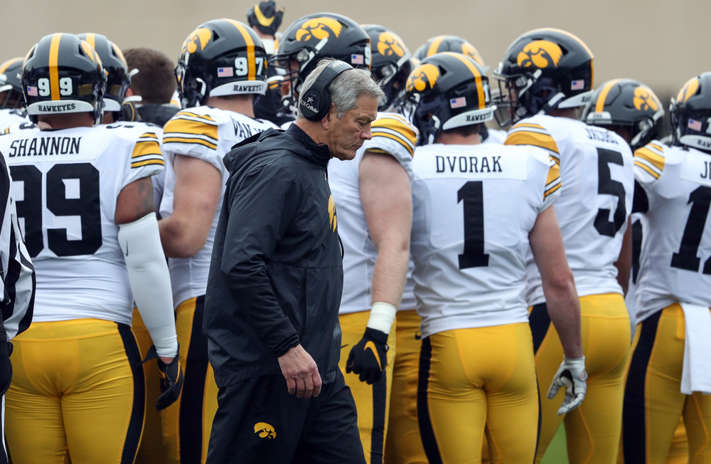 Iowa Hawkeyes head coach Kirk Ferentz against the Northwestern Wildcats Saturday, October 26, 2019 at Ryan Field in Evanston, Ill. (Brian Ray/hawkeyesports.com)