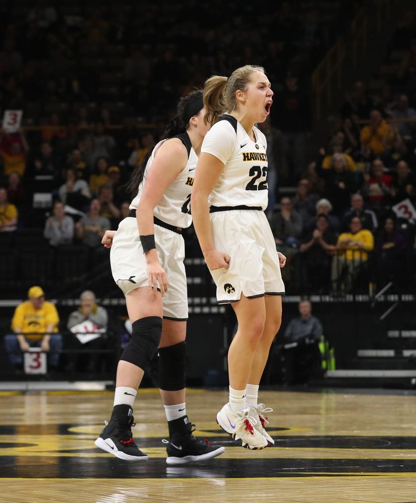 Iowa Hawkeyes guard Kathleen Doyle (22) against the Purdue Boilermakers Sunday, January 27, 2019 at Carver-Hawkeye Arena. (Brian Ray/hawkeyesports.com)