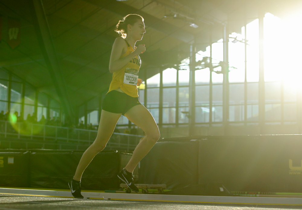 Iowa’s Grace McCabe runs the women’s 800 meter run premier event during the Larry Wieczorek Invitational at the Recreation Building in Iowa City on Saturday, January 18, 2020. (Stephen Mally/hawkeyesports.com)