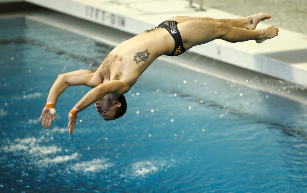 Iowa's Michael Tenney competes in the 200-yard butterfly during the third day of the Hawkeye Invitational at the Campus Recreation and Wellness Center on November 17, 2018. (Tork Mason/hawkeyesports.com)