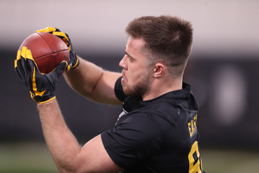 Iowa Hawkeyes wide receiver Nick Easley (84) during the teamÕs annual Pro Day Monday, March 25, 2019 at the Hansen Football Performance Center. (Brian Ray/hawkeyesports.com)