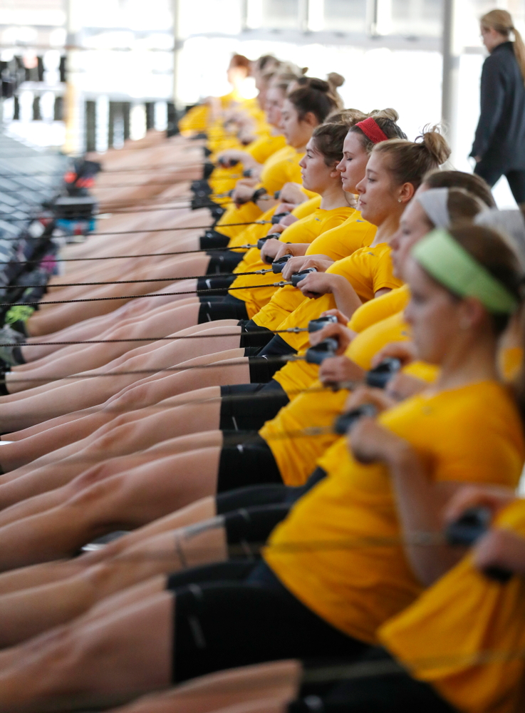 Members of the Iowa Rowing Team workout in the P. Sue Beckwith, M.D., Boathouse Monday, February 12, 2018 in Iowa City. (Brian Ray/hawkeyesports.com)