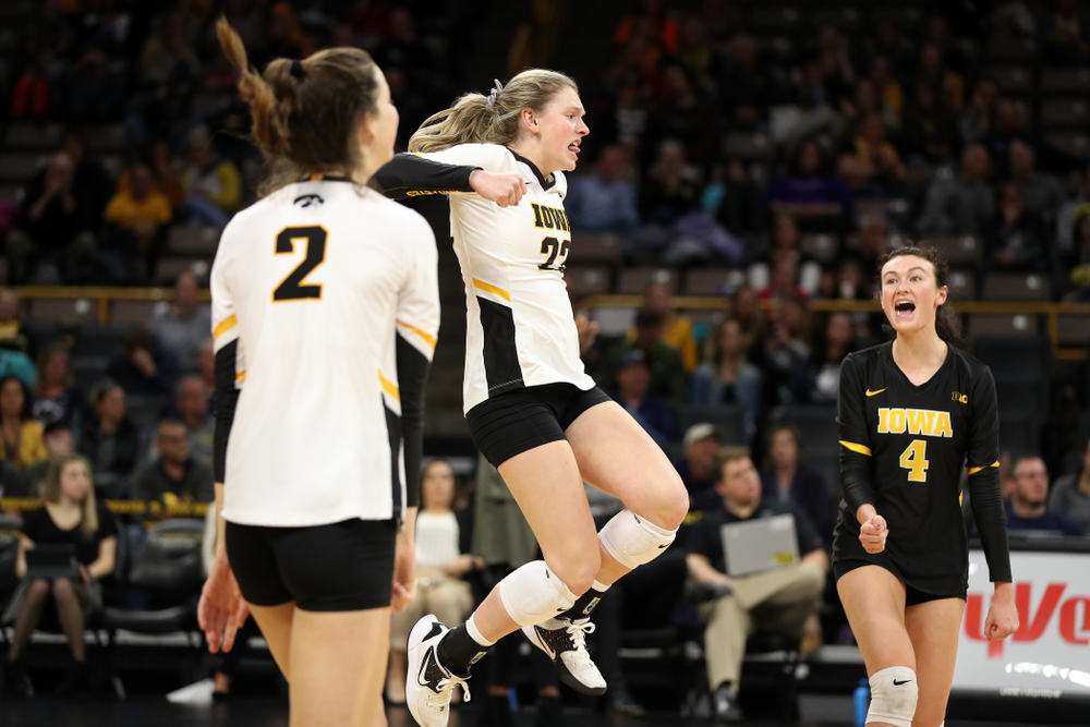 Iowa Hawkeyes defensive specialist Jaedynn Evans (22) against Penn State Friday, November 1, 2019 at Carver Hawkeye Arena. (Brian Ray/hawkeyesports.com)