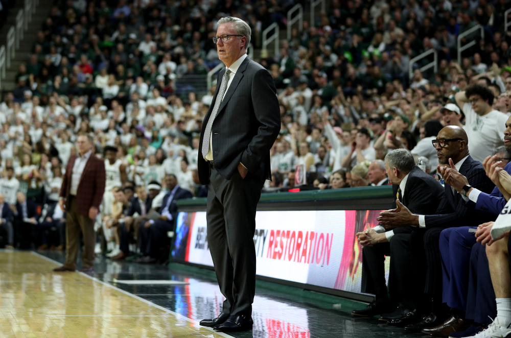 Iowa Hawkeyes head coach Fran McCaffery against Michigan State Tuesday, February 25, 2020 at the Breslin Center in East Lansing, MI. (Brian Ray/hawkeyesports.com)