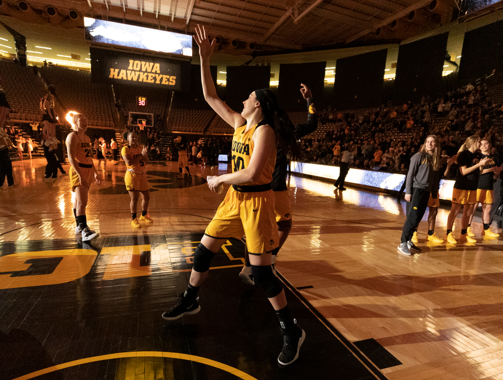 Iowa Hawkeyes forward Megan Gustafson (10) against the Michigan State Spartans Thursday, February 7, 2019 at Carver-Hawkeye Arena. (Brian Ray/hawkeyesports.com)