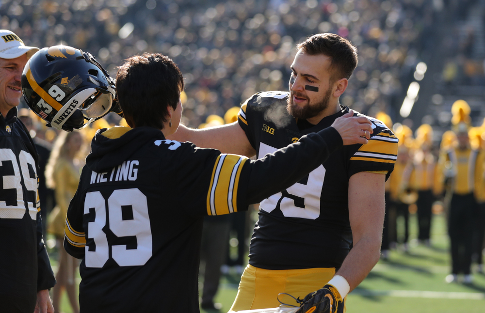 Iowa Hawkeyes tight end Nate Wieting (39) during Senior Day festivities before their game against the Illinois Fighting Illini Saturday, November 23, 2019 at Kinnick Stadium. (Brian Ray/hawkeyesports.com)