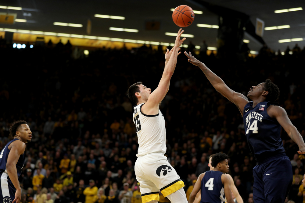 Iowa Hawkeyes forward Ryan Kriener (15) against Penn State Saturday, February 29, 2020 at Carver-Hawkeye Arena. (Brian Ray/hawkeyesports.com)