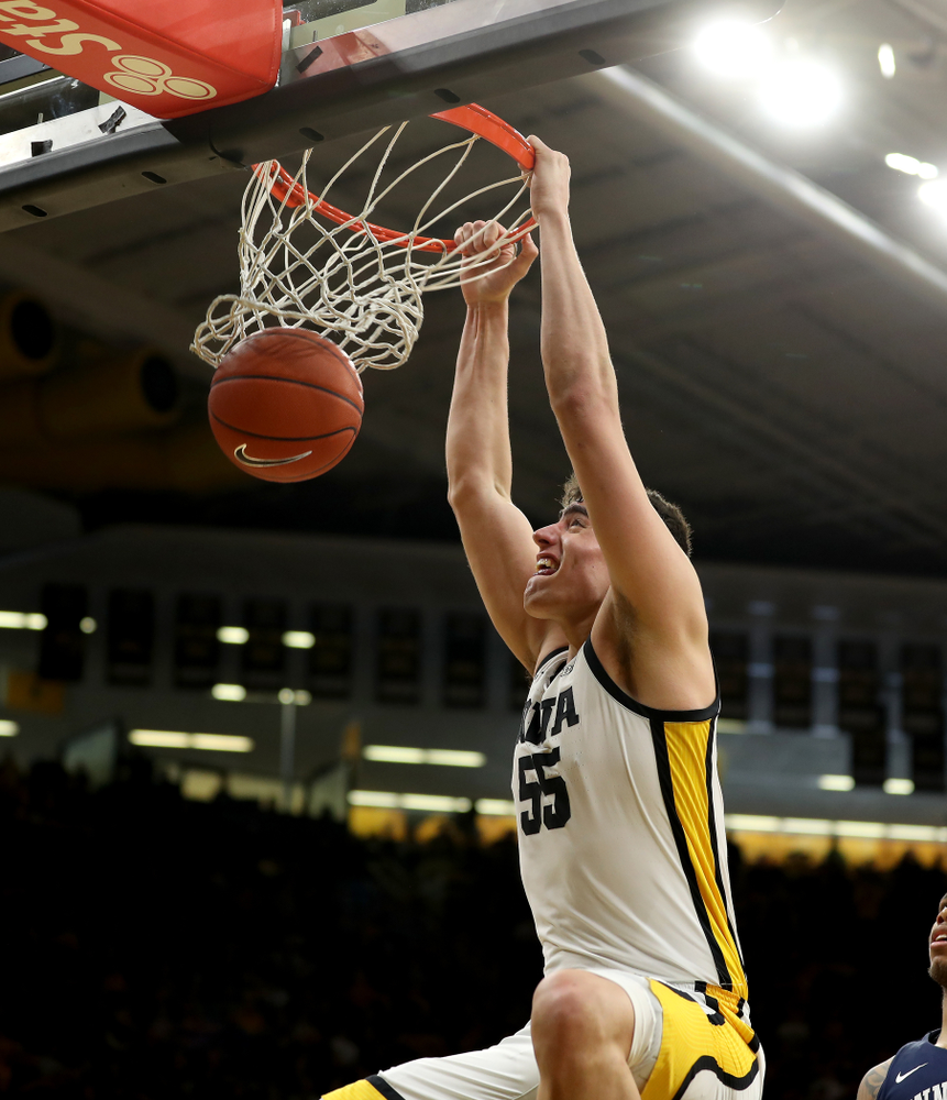 Iowa Hawkeyes forward Luka Garza (55) against Penn State Saturday, February 29, 2020 at Carver-Hawkeye Arena. (Brian Ray/hawkeyesports.com)