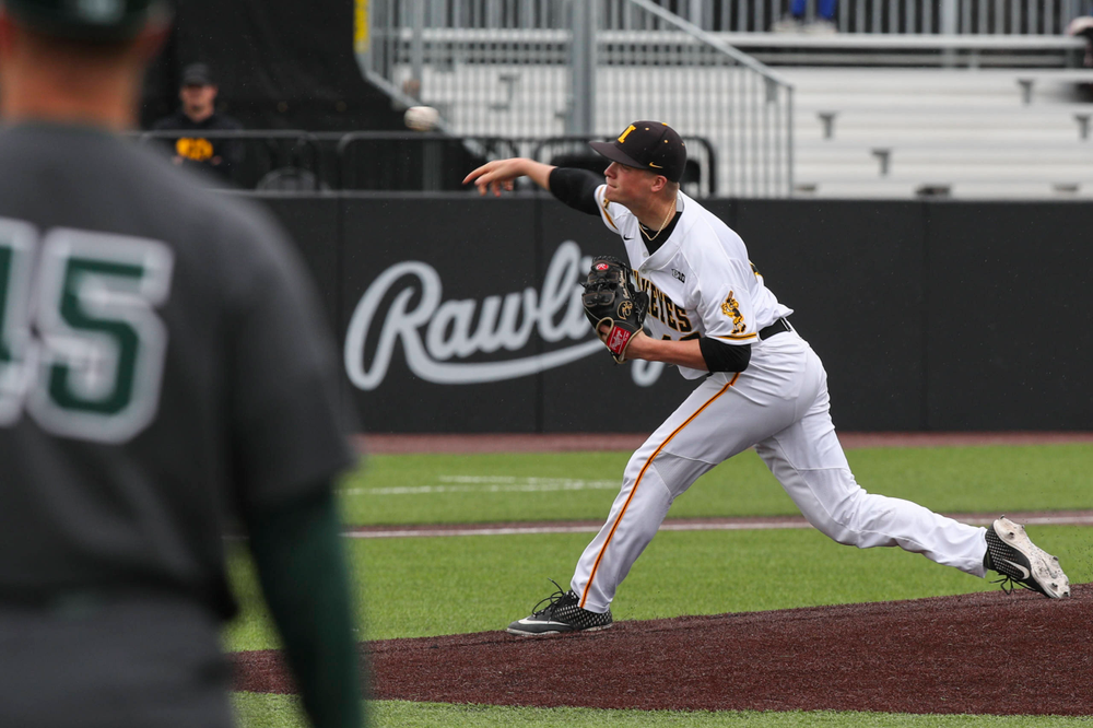 Iowa pitcher Trace Hoffman during baseball vs Michigan State game 3 at Duane Banks Field on Sunday, May 12, 2019. (Lily Smith/hawkeyesports.com)