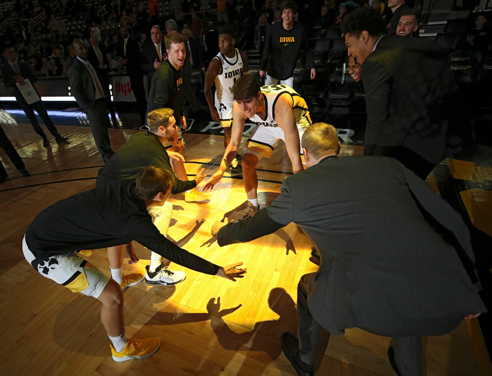 Iowa Hawkeyes center Luka Garza (55) is introduced before their exhibition game against Lindsey Wilson College at Carver-Hawkeye Arena in Iowa City on Monday, Nov 4, 2019. (Stephen Mally/hawkeyesports.com)